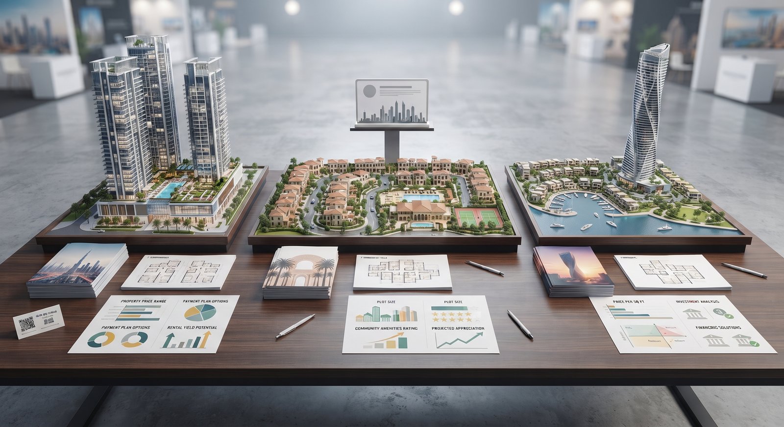 Dubai property projects compared by price, payment plan, service charges, and investment factors