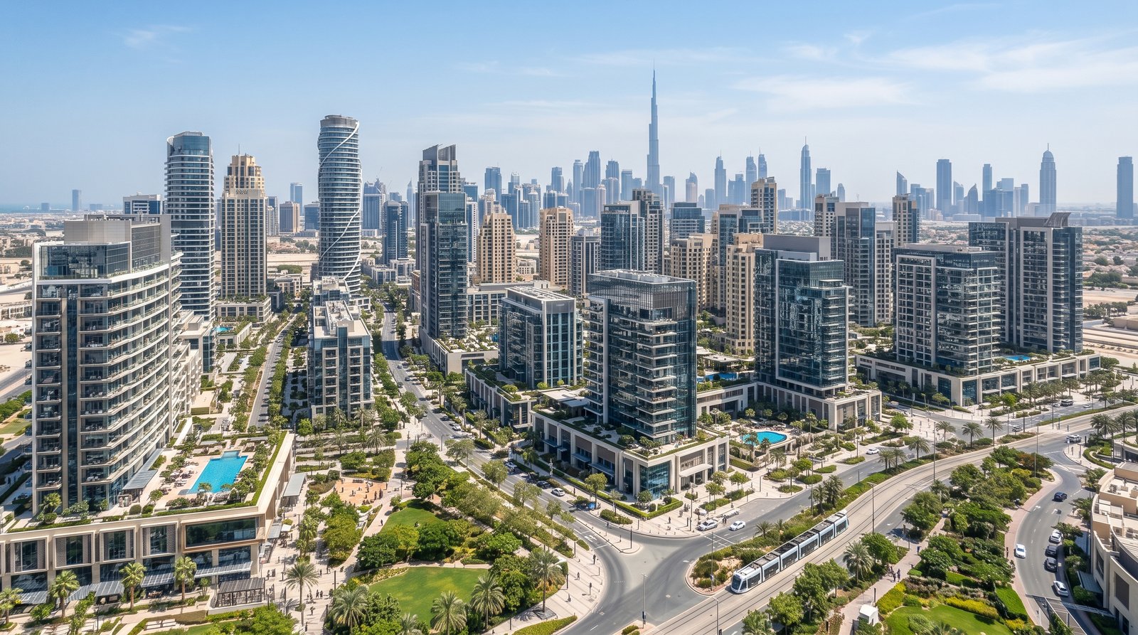 Modern Dubai residential area with freehold properties