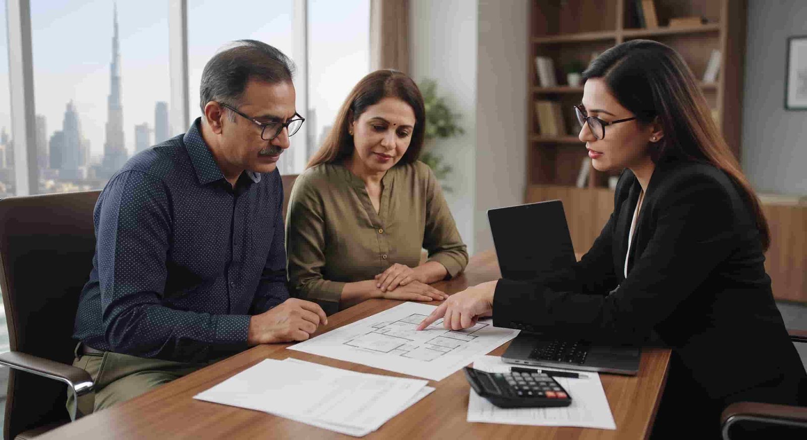 Indian investor planning a Dubai flat purchase with a property adviser